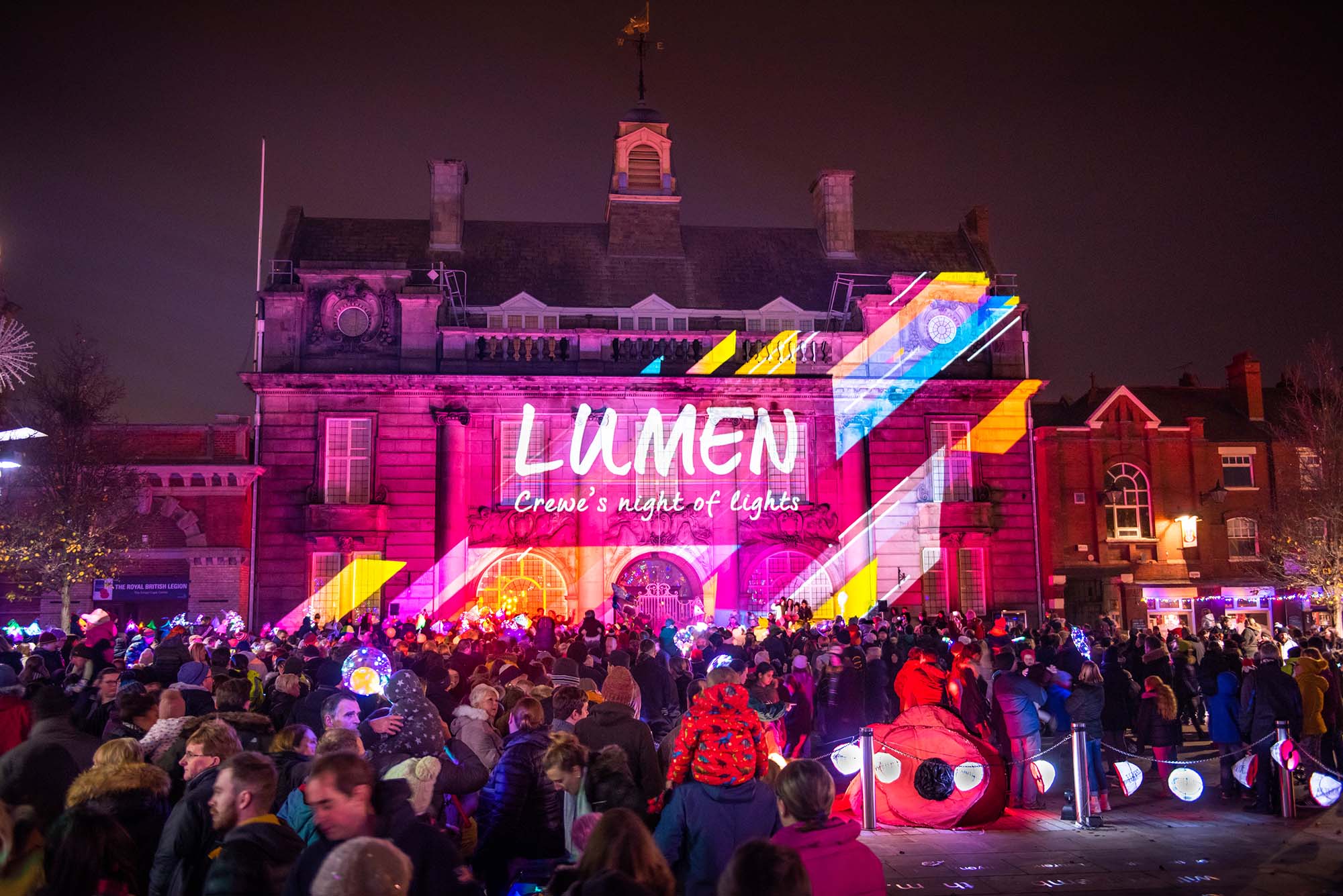 Christmas Projection, Lumen Light Festival, Crewe, England