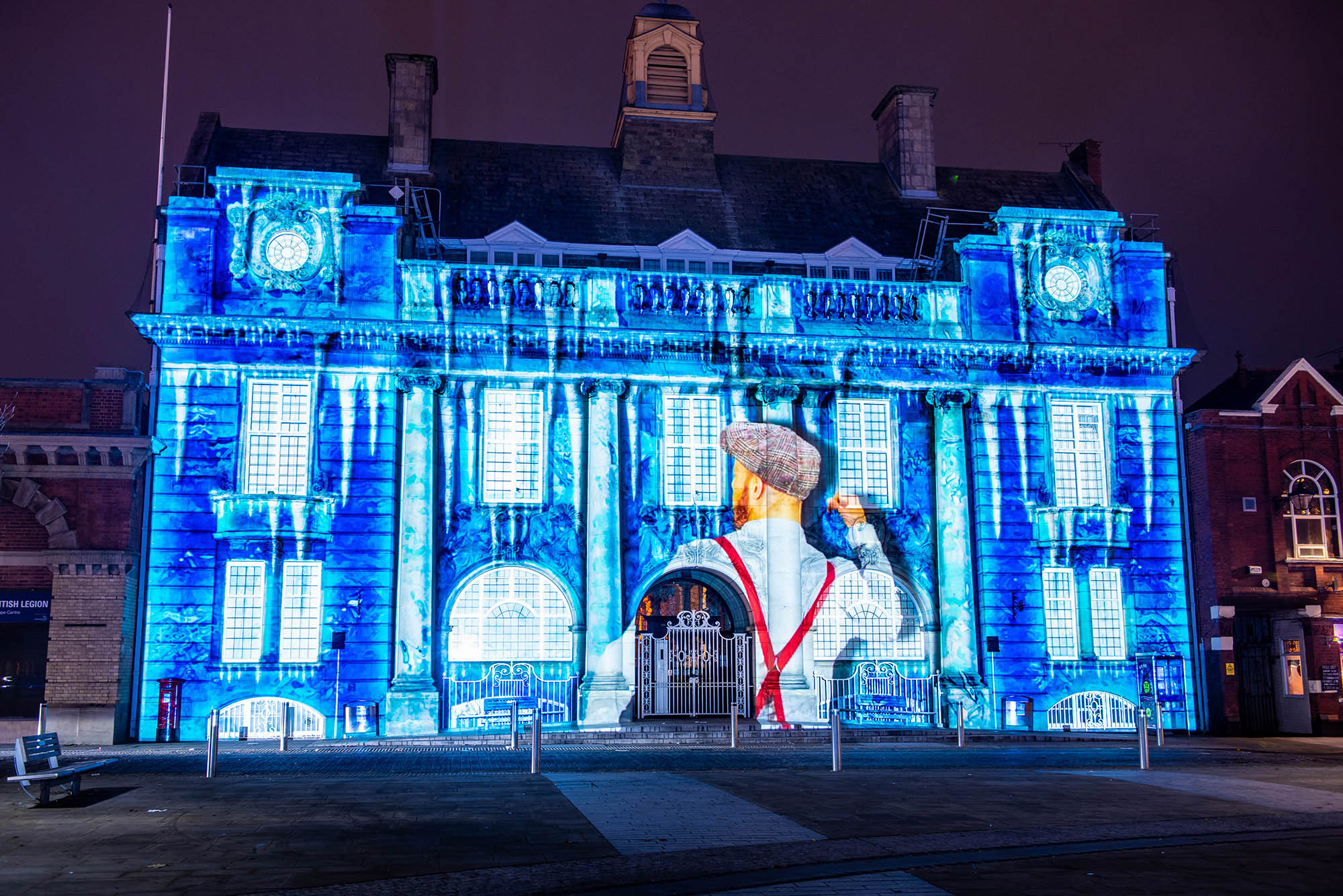 Lumen Light Festival, Projection on Municipal Hall, Christmas show