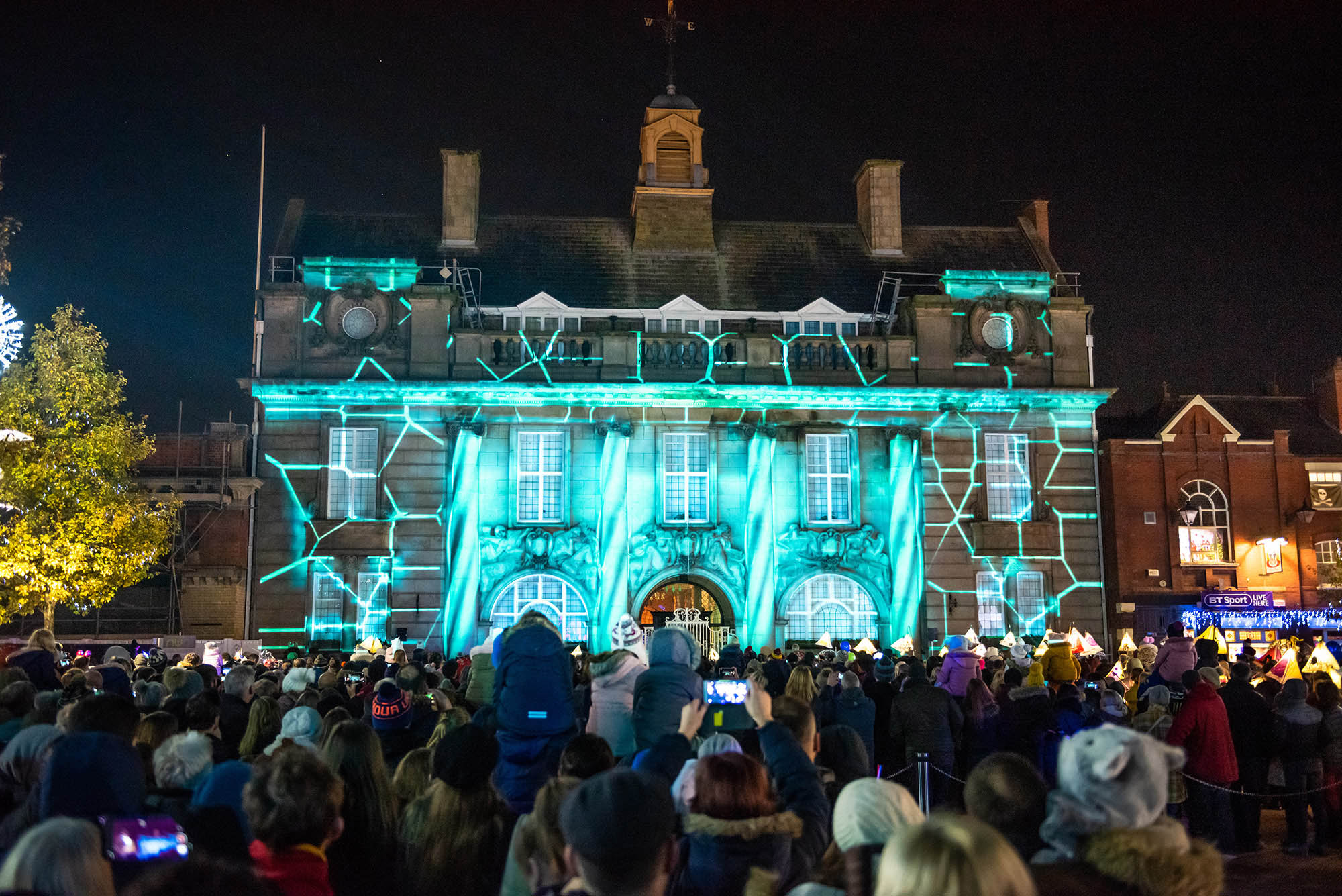 Lumen Light Festival, Projection on Municipal Hall, Christmas show