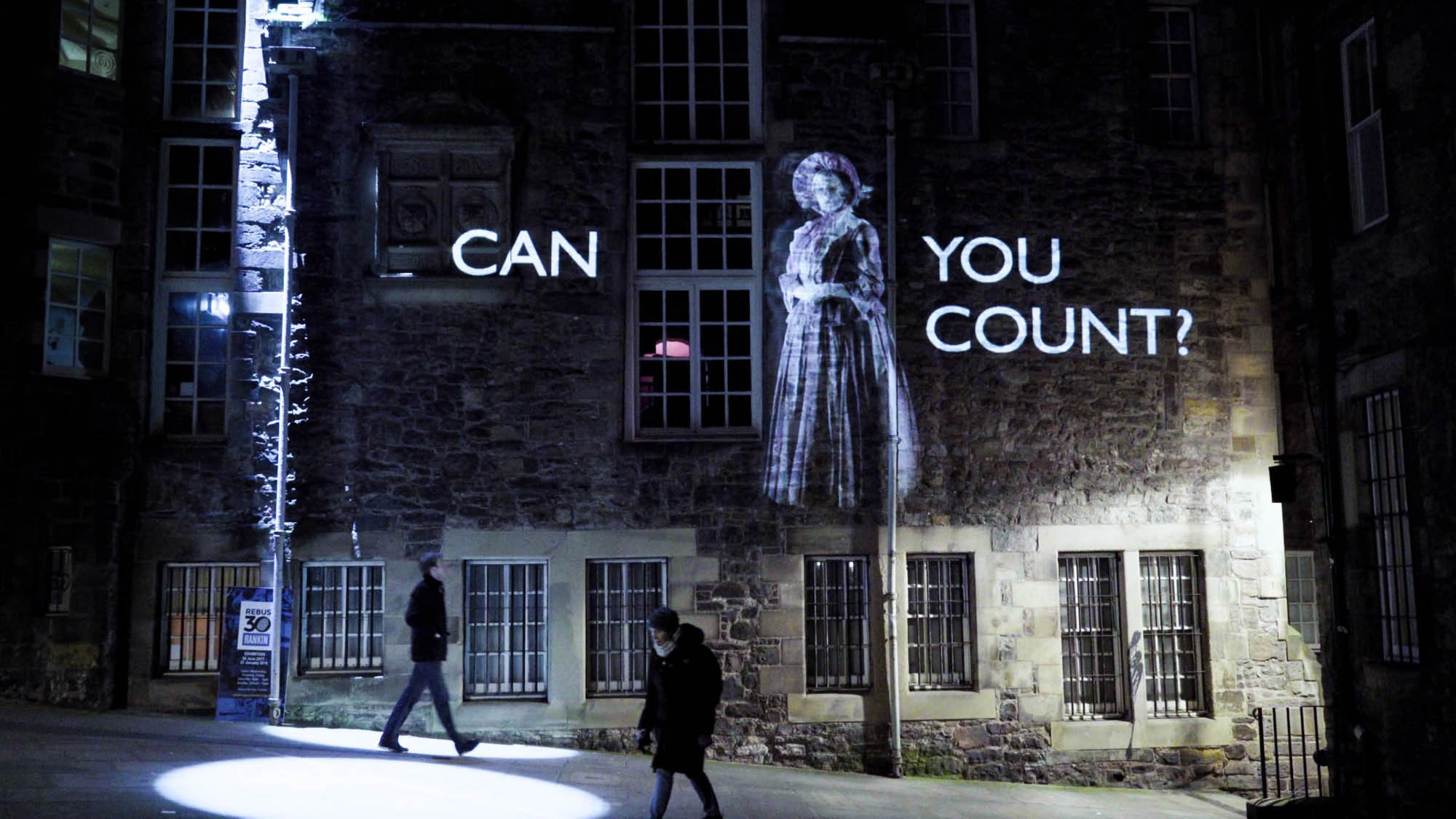 Message from the skies, projection on Edinburgh Writers Museum