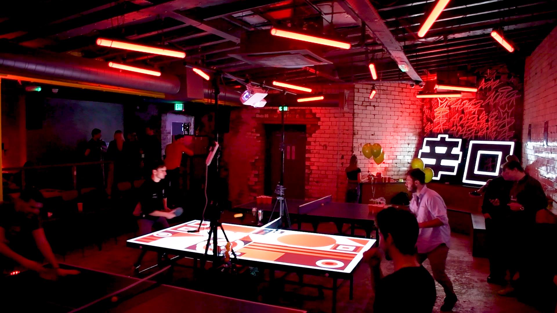 Asahi Interactive Ping Pong Table, with players and projection mapping