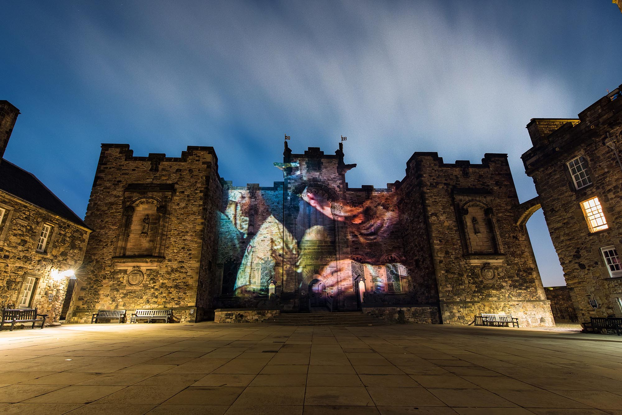 Poppy Scotland projection timelapse film, on Scottish National War Memorial