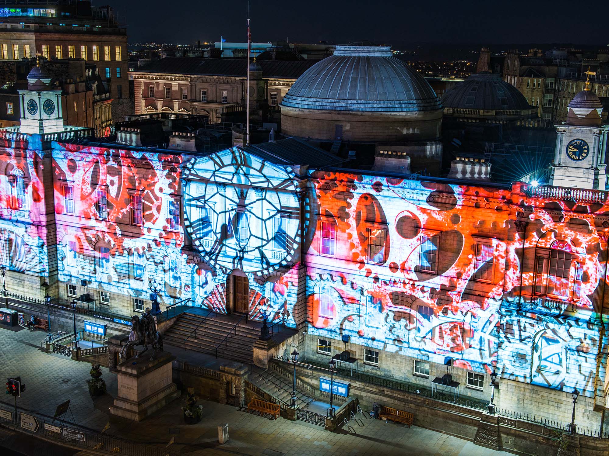 Edinburgh's Giant Advent Calendar Christmas projections on Register House