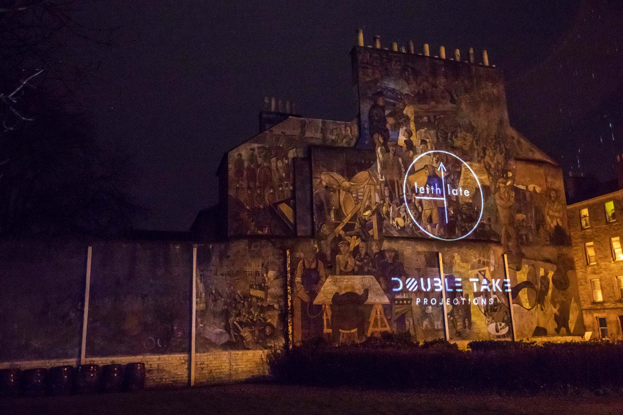 leith mural projections showing partners logos