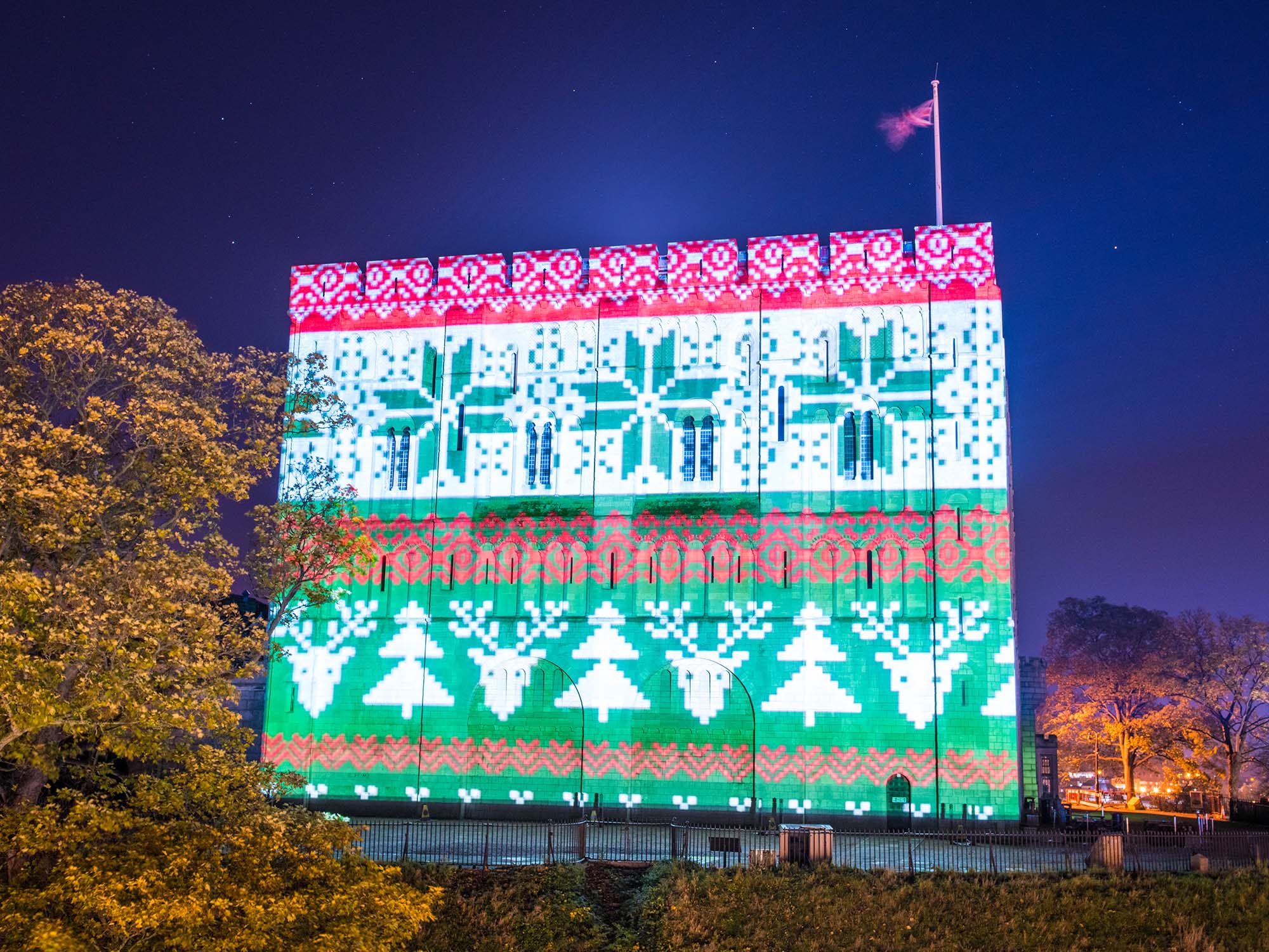 Norwich Castle Christmas projections show live