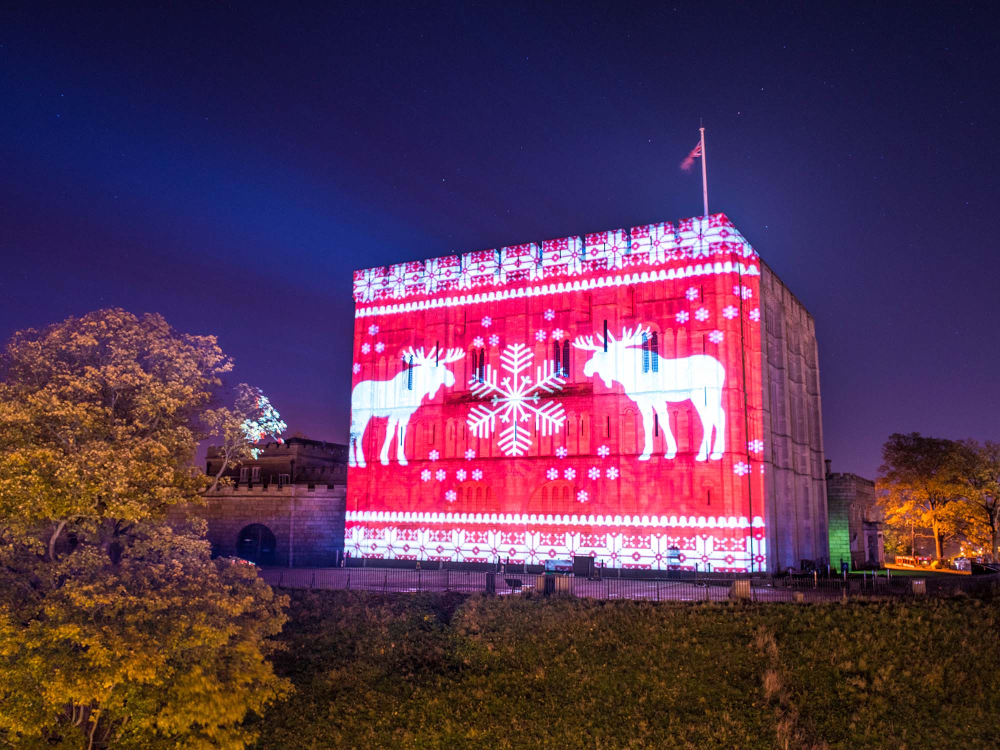 Norwich Castle Christmas projections show live