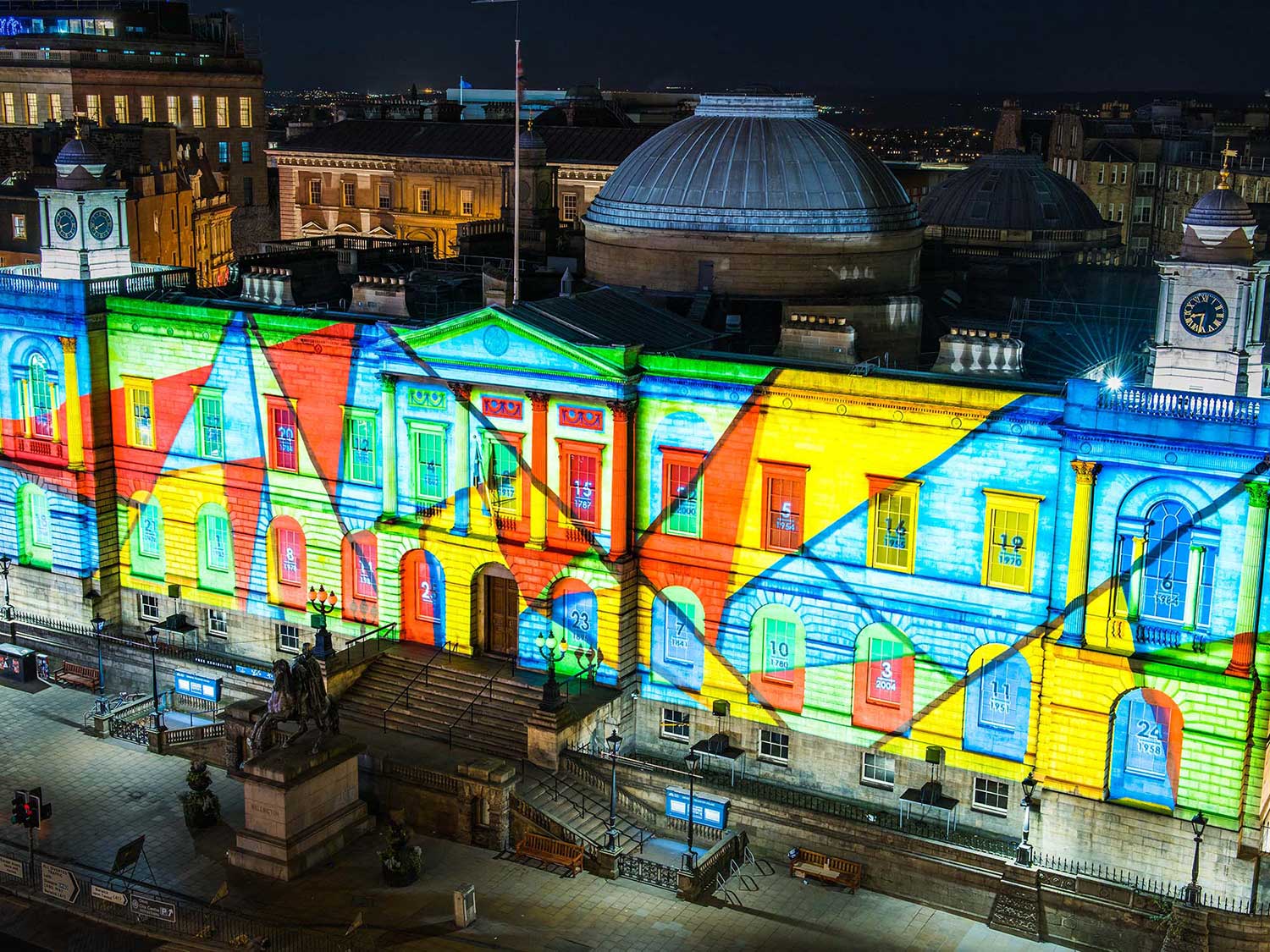 Edinburgh's Giant Advent Calendar Christmas Building Projections on Register House