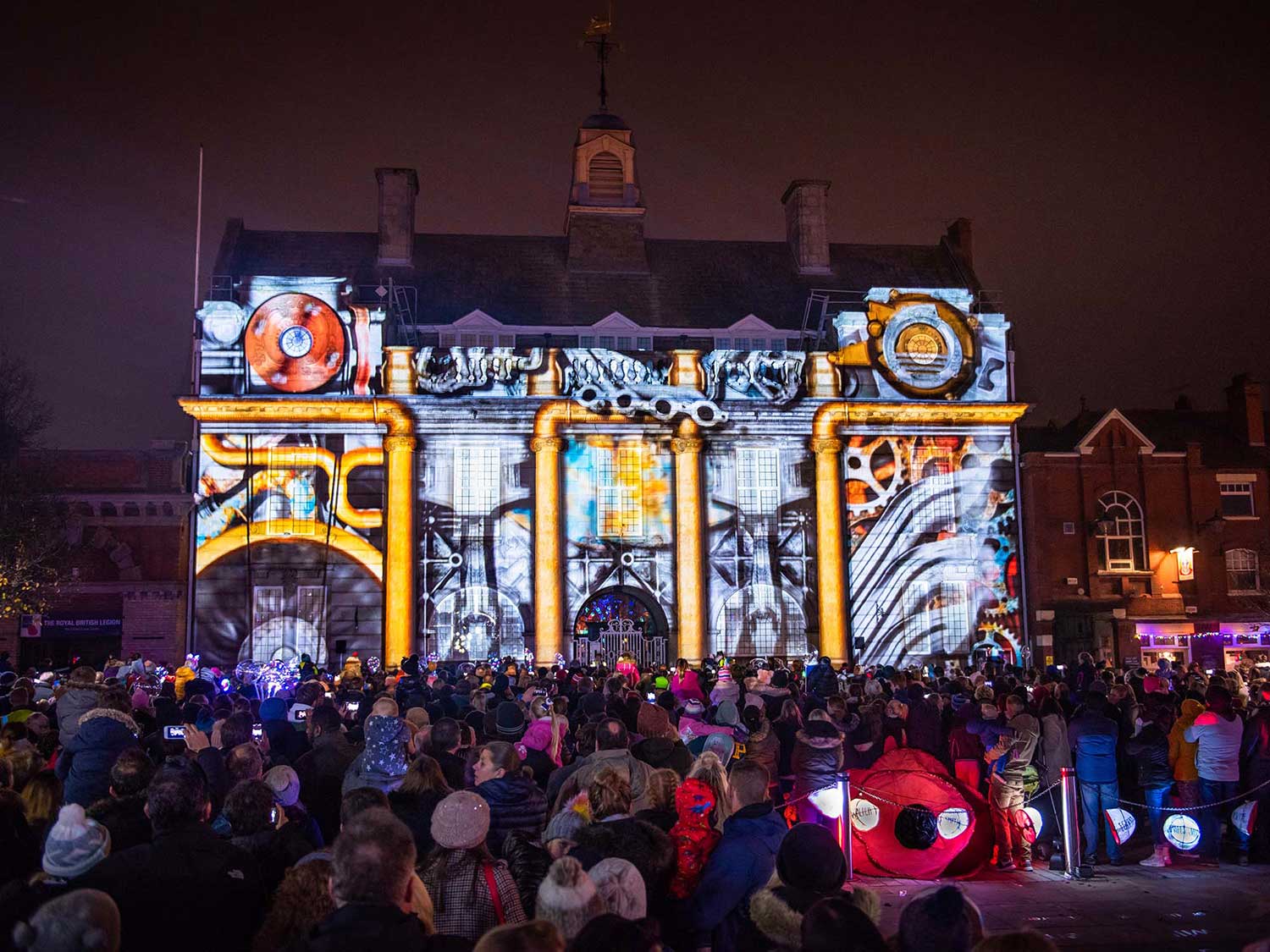 Lumen Light Festival, Building Projections on Municipal Hall, Christmas show