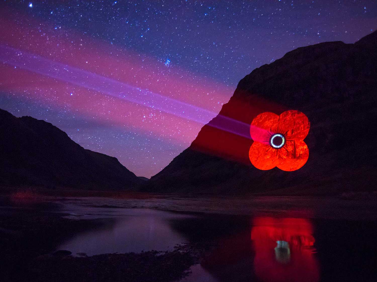 Poppy Scotland logo Guerrilla Projections onto Mountain in Glencoe
