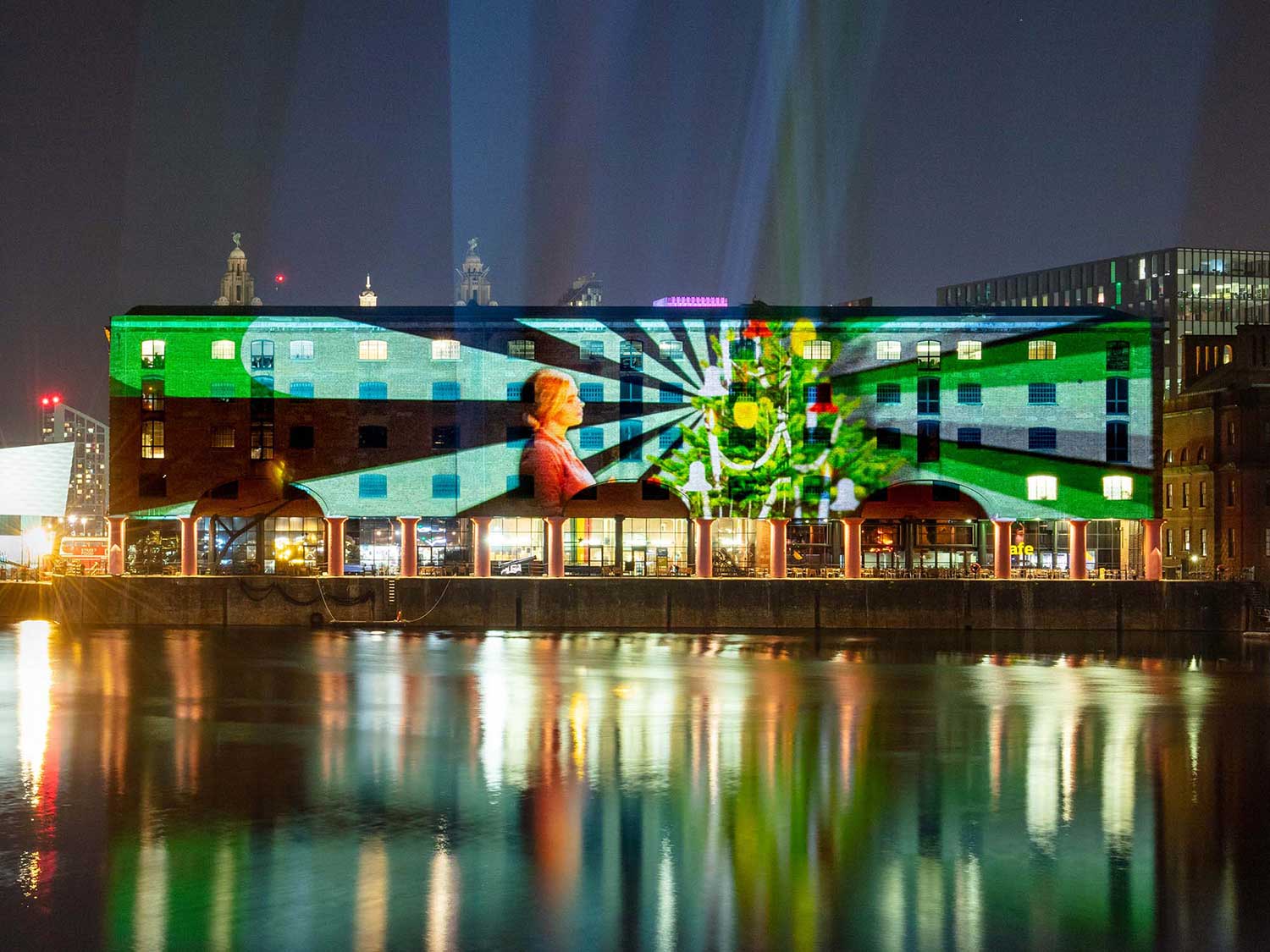 Liverpool Albert Dock Christmas Projection mapped light show